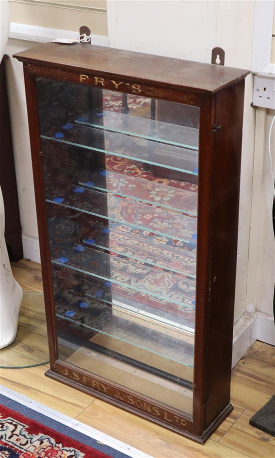 A Frys & Sons Ltd. glazed hanging shop display cabinet H.94cm